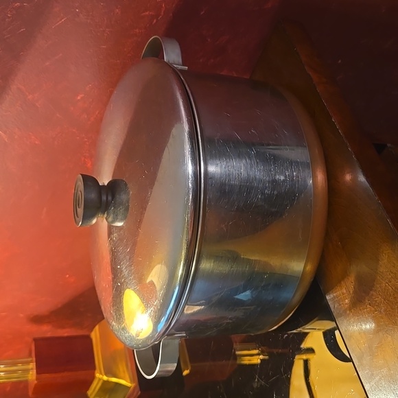 RARE: Vintage 5Q Revere Ware Copper Clad Double Ring w/Bakelite Knob Lid - Picture 3 of 9